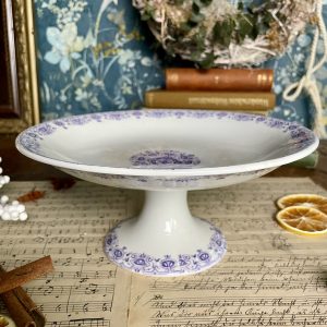 Gien「Montmorency」紫装飾のアンティーク脚付きコンポート