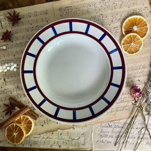 HBCM Montereau「Béarn」赤青ラインのヴィンテージ深皿